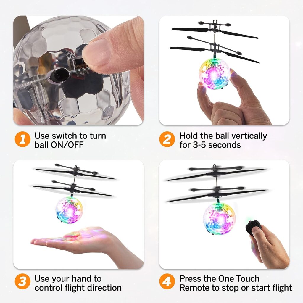 Force1 Orbiter Flying Orb Ball AND Scoot Duo Hand Operated Drone Bundle-(2) Orb Ball Hand Operated Drones Flying Ball Drone Toy with 2 Remote AND (2) HandsFree Motion Sensor Hover Mini Drone for kids