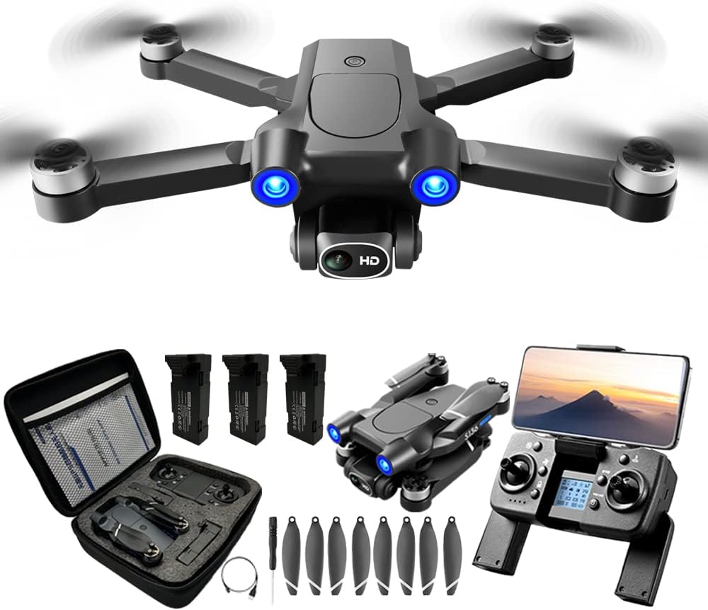 Drones with Long Flight Time - GPS Drone with 4K Camera for adults Beginner, 60 Minutes Ult-Long Flight Time, Optical Flow, 5G Transmission Foldable FPV RC Quadcopter with Brushless Motors, GPS Auto Return Home, Intelligent Follow Me, Include 3 batteries and handbag