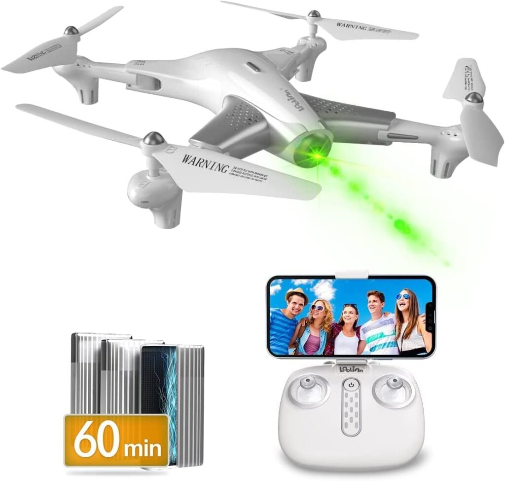 Drones with Long Flight Time - Loolinn | Drone for kids with Optical Flow Positioning Technology - 60 Minutes Long Flight Time, 3 Batteries, Very Stable Flight - Drone with Camera for Kids over 10 Years Old (Gift Idea)