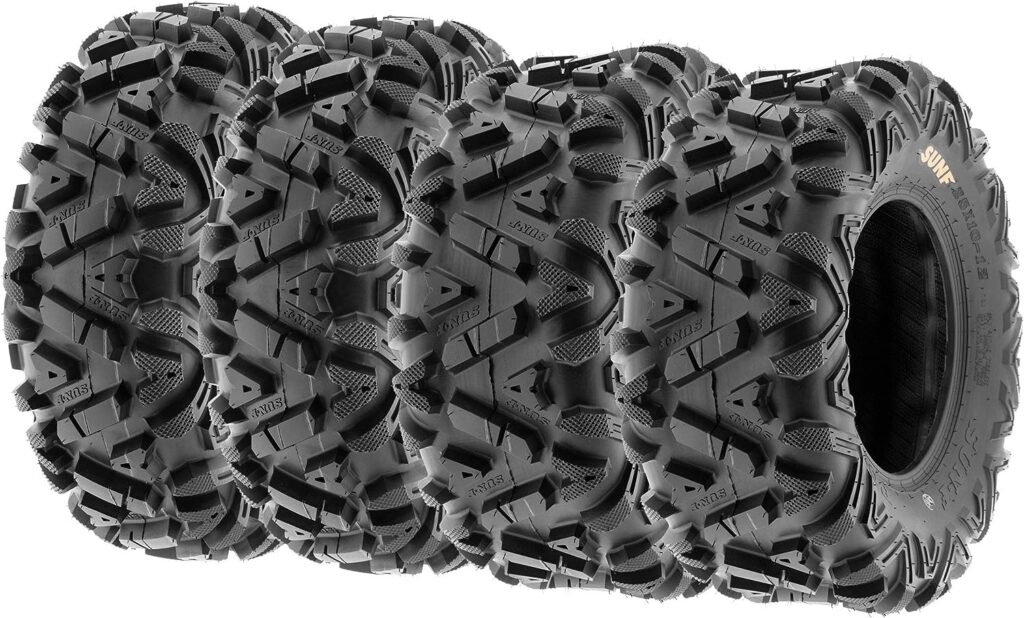 Best Mud Tire for ATV - Set of 4 SunF Power.I ATV UTV all-terrain Tires 25x8-12 Front  25x10-12 Rear, 6 PR, Tubeless A033