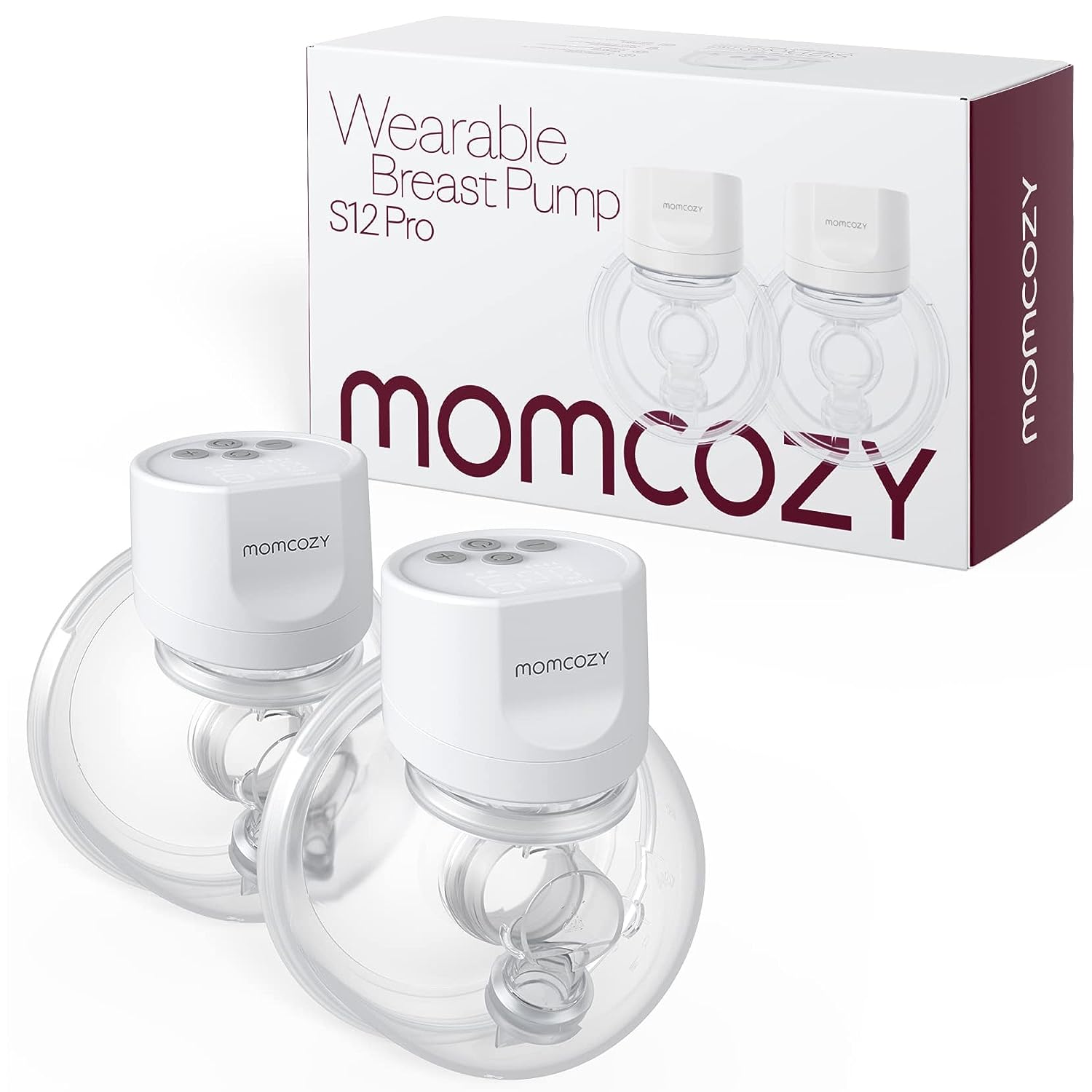 Momcozy S12 Pro Hands-Free Breast Pump Wearable, Double Wireless Pump with Comfortable Double-Sealed Flange, 3 Modes  9 Levels Electric Pump Portable, Smart Display, 24mm, 2 Pack