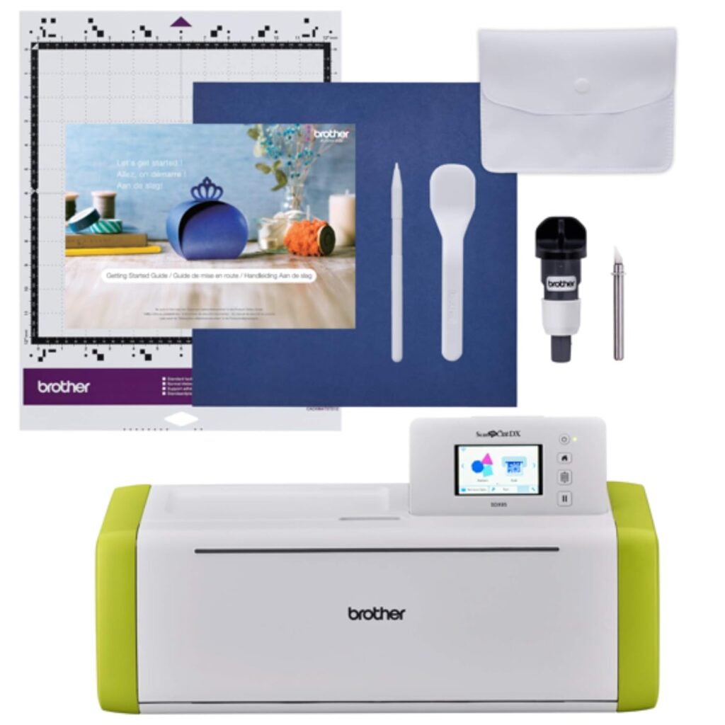 Brother ScanNCut SDX85 Electronic DIY Cutting Machine with Scanner, Make Vinyl Wall Art, Appliques, Homemade Cards and More with 251 Included Patterns, White/Lime