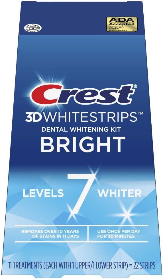 Crest 3D Whitestrips Bright Levels 7 Whiter Teeth Whitening Kit, 11 Treatments (Pack of 1), 22.0 Count