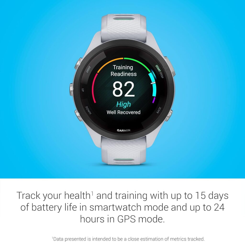 Garmin Forerunner Model Comparison - Garmin Forerunner 265 Running Smartwatch, Colorful AMOLED Display, Training Metrics and Recovery Insights, Black and Powder Gray