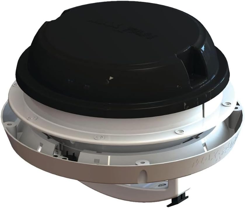 MAXXAIR 00-03812B MaxxFan Dome with 12V Fan, 6 Diameter – Black, Easy Installation, RV Exhaust Fan