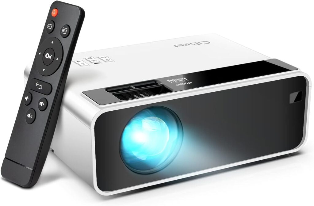 Mini Projector, CiBest Native 1080P Projector Outdoor, 2023 Upgraded 9500L Full HD Portable Projector, Small Home Movie Projector 200 Supported, Compatible with PS4, PC via HDMI, VGA, AV, and USB