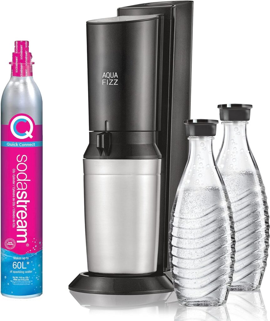 SodaStream Aqua Fizz Sparkling Water Machine (Black) with Co2  Glass Carafes