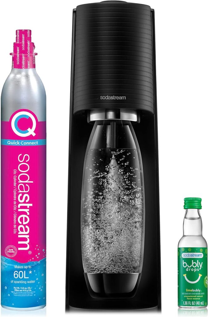 Sodastream Model Comparison - SodaStream Terra Sparkling Water Maker (Black) with CO2, DWS Bottle and Bubly Drop