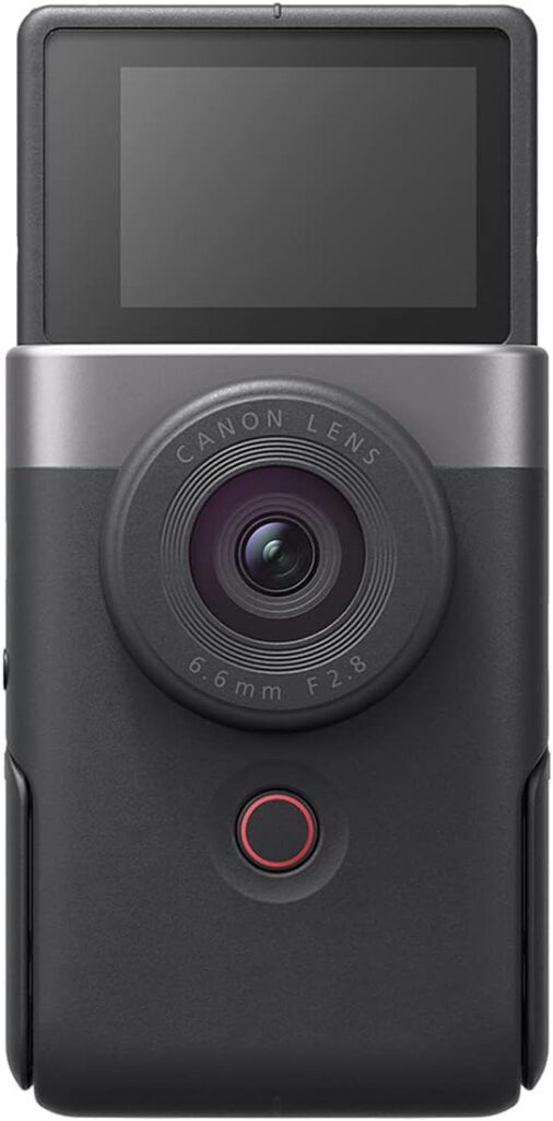 Canon PowerShot V10 Vlog Camera for Content Creators, 19mm Wide-Angle Lens, 1 CMOS Sensor, 4K Video, Face-Tracking, Built-in Microphone, Image Stabilization, Webcam, Live Streaming, Silver