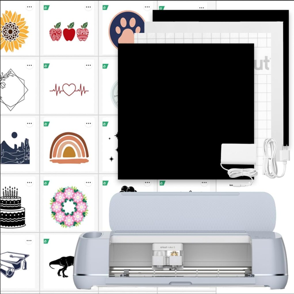 Cricut Maker 3  Digital Content Library Bundle - Includes 30 images in Design Space App - Smart Cutting Machine, 2X Faster  10X Cutting Force, Cuts 300+ Materials, Blue