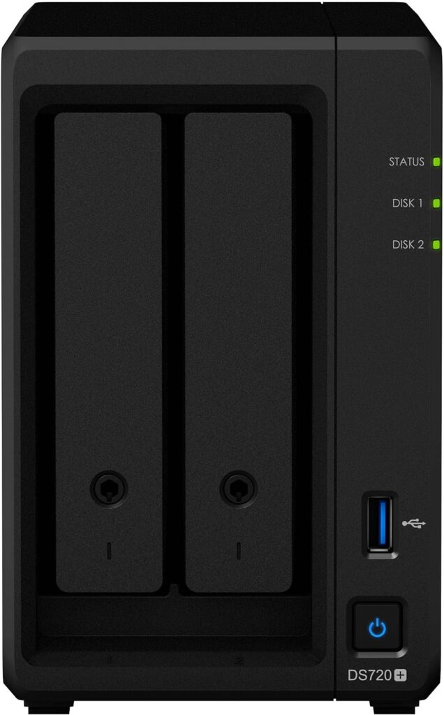 Synology DiskStation DS720+ NAS Server for Business with Celeron CPU, 6GB Memory, 4TB HDD Storage, DSM Operating System