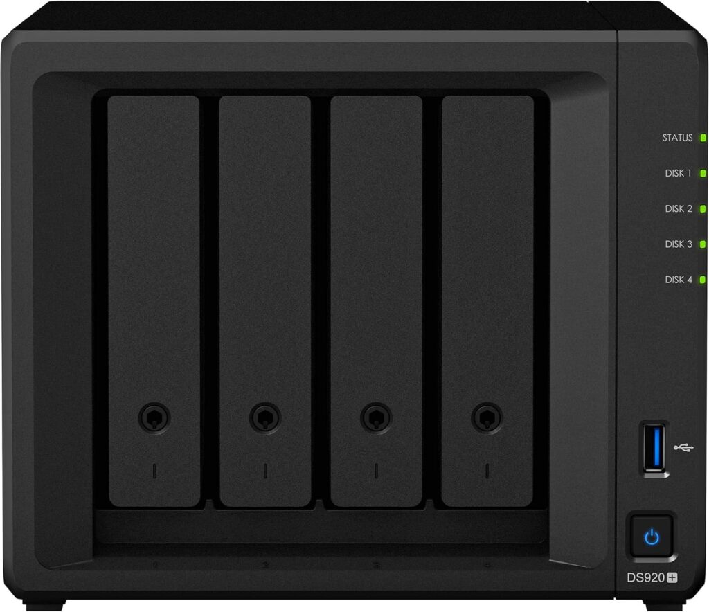 Synology DiskStation DS920+ NAS Server for Business with Celeron CPU, 8GB DDR4 Memory, 1TB M.2 SSD, 8TB HDD, DSM Operating System