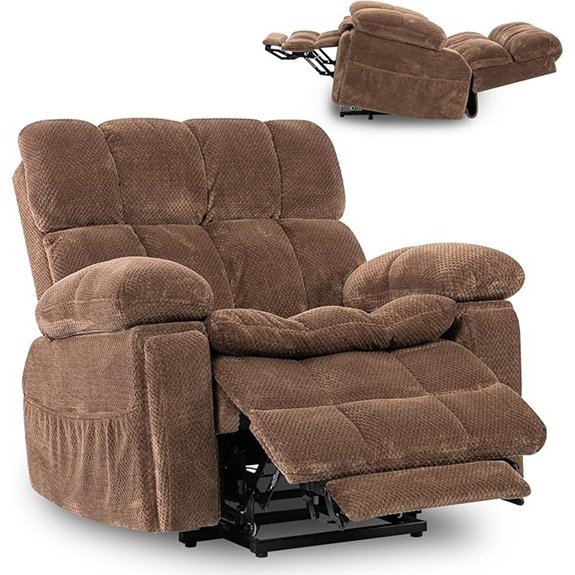 Brown Oversized Power Lift Recliner with Massage